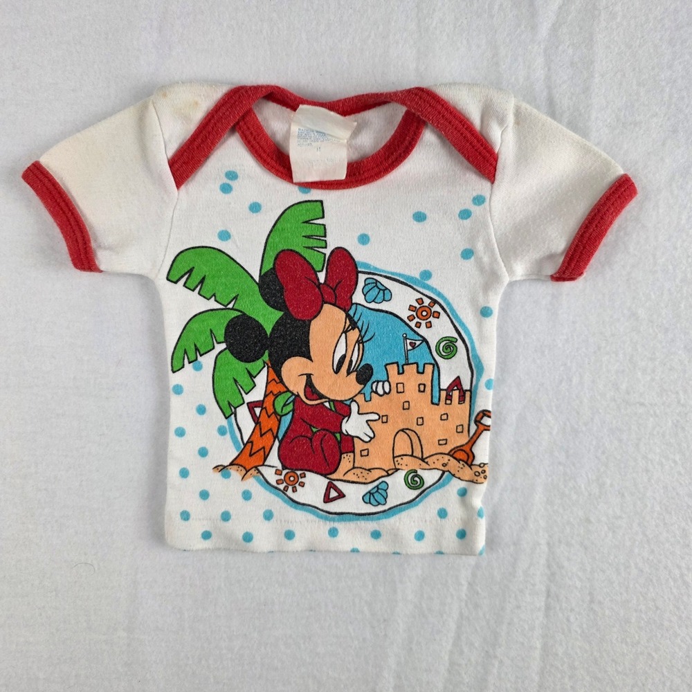 Disney Babies Infant Minnie Mouse Sandcastle Graphic Ringer T-Shirt White